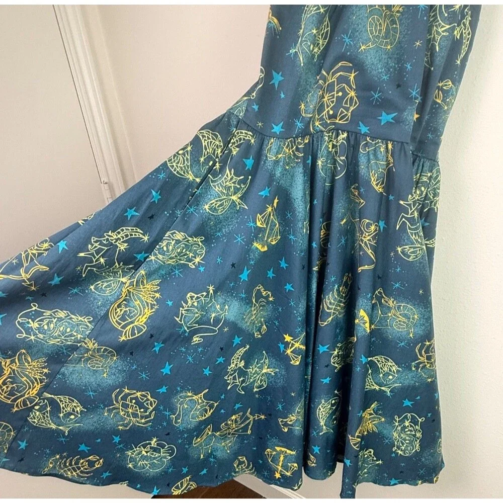 Pinup Couture Audrey Zodiac Celestial Dress Large Fit & Flare Retro Rockabilly - Picture 7 of 10